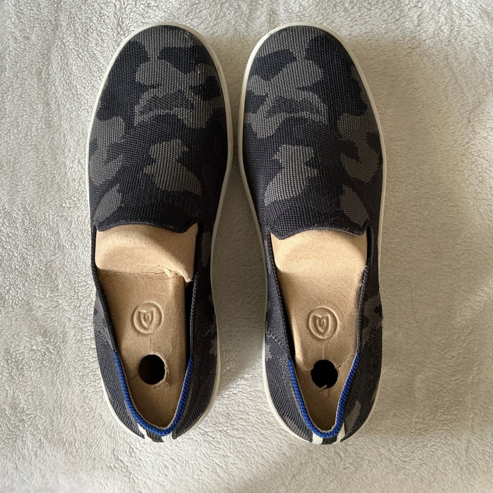 Rothy's Black and Gray Camo Women’s Slip-On Sneaker Size 9